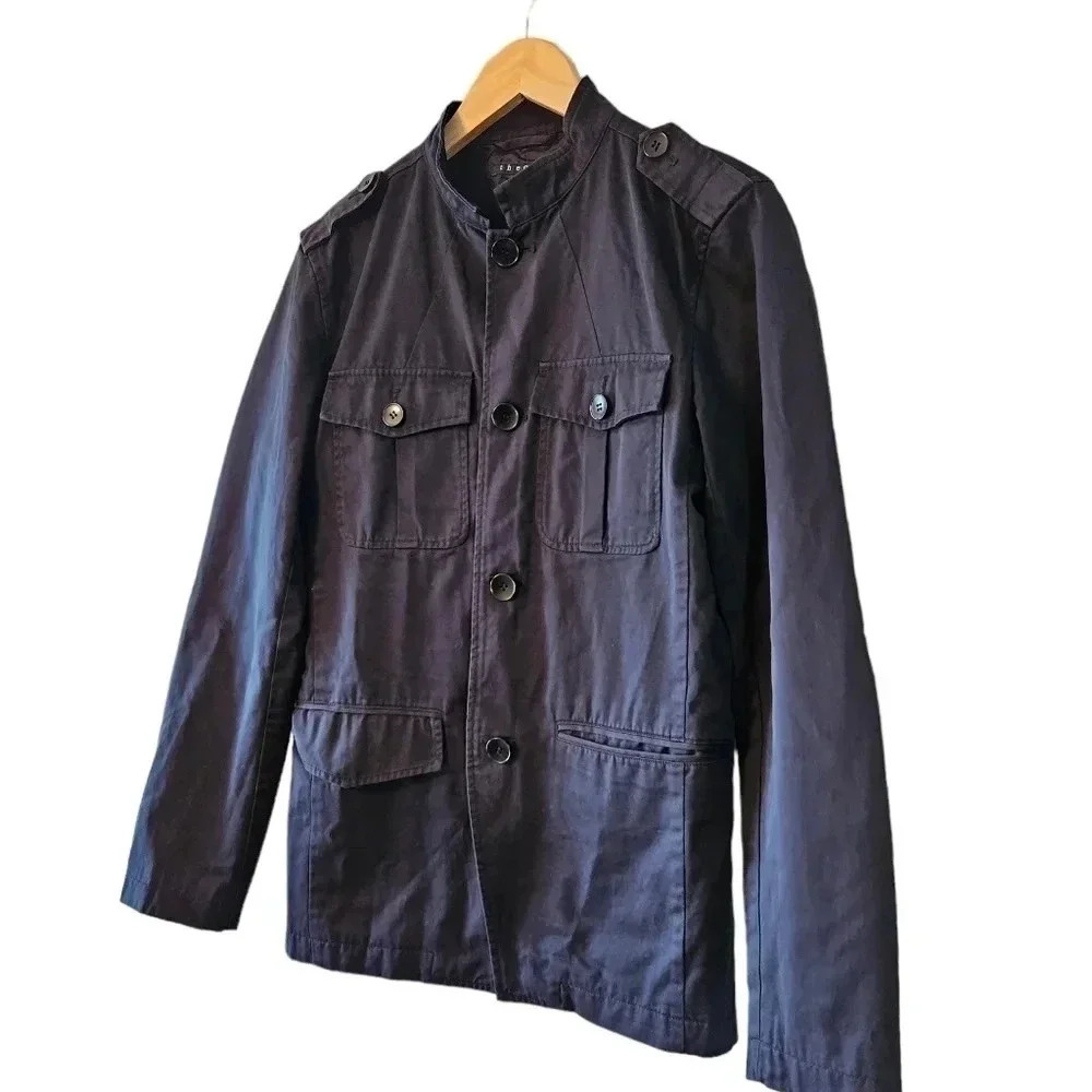 Theory Women’s Cotton Casual Gorpcore Button Down Everyday Jacket Black Sz XS.